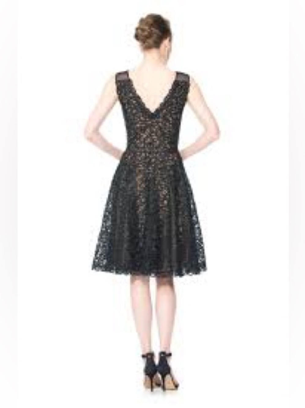 NWT New Tadashi Shoji Dress black lace fit flare 6
